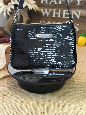 Michael Kors Black Sequin Wristlet